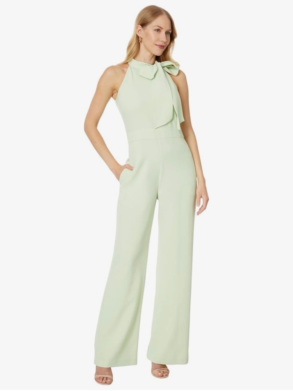 Vince Camuto Mint Green Bow Neck Halter Jumpsuit NWOT